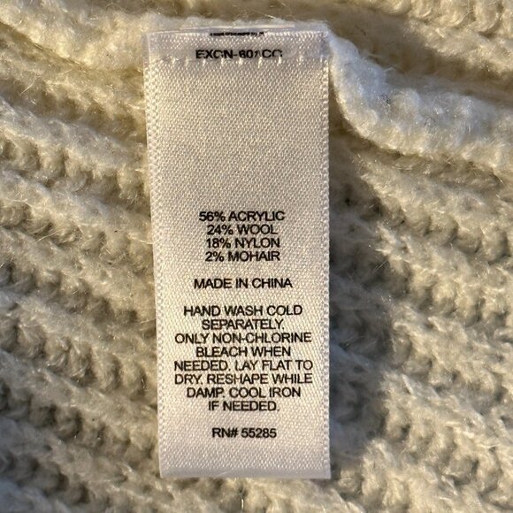 Women's S Express White Oversized Turtleneck High Low Cowl Neck Lightweight - Picture 5 of 8